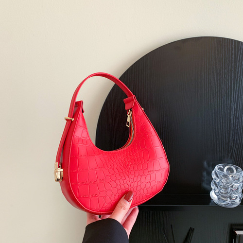 Foreign trade trendy contrast color bags for women  new fashion shoulder bag portable fashion armpit simple crossbody bag