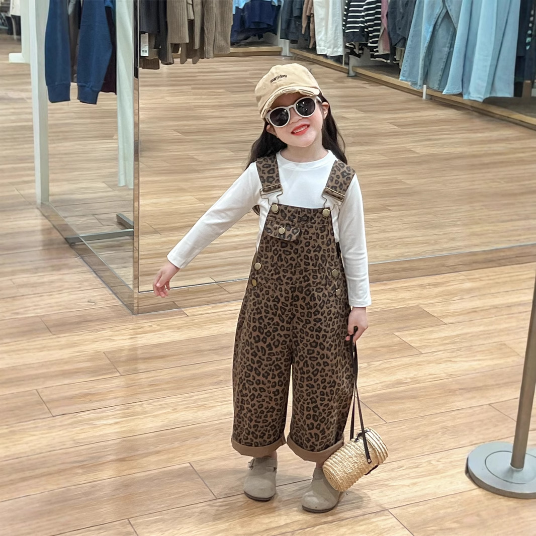 콘도 바지 어린이 바지 중립 봄 가을 복고풍 모양의 소년과 소녀 레오파드 무늬