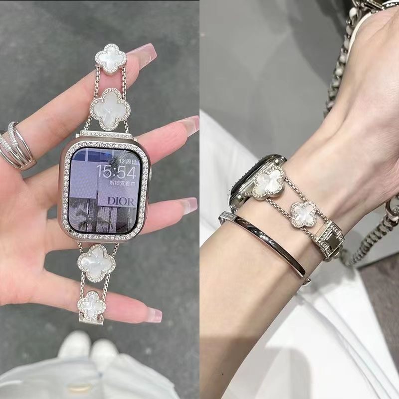 Suitable for Apple Apple iWatchSE98765432S10 High-grade Fragrance Fritillaria Four-leaf Clover Watch Band