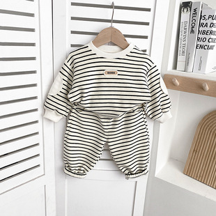 Baby Clothes Set Autum Clothing Baby Boy Stripesd New Infant Boy Split One Year Old Spring and Autum Two-Piece Set