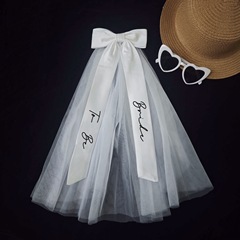跨境 Bride To Be 蝴蝶结头纱 高品质新娘装饰配件 创意婚礼装饰