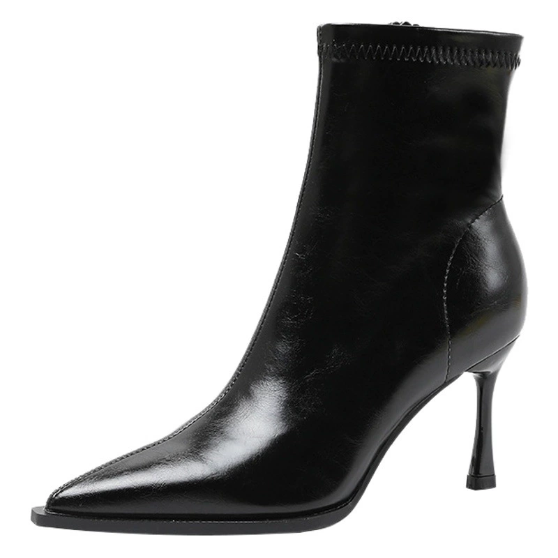 8288-1 темпераментный острый эластичные тощие сапоги 2024 осень-зима новые элегантные профессиональные модные сапоги короткие сапоги женские бархат