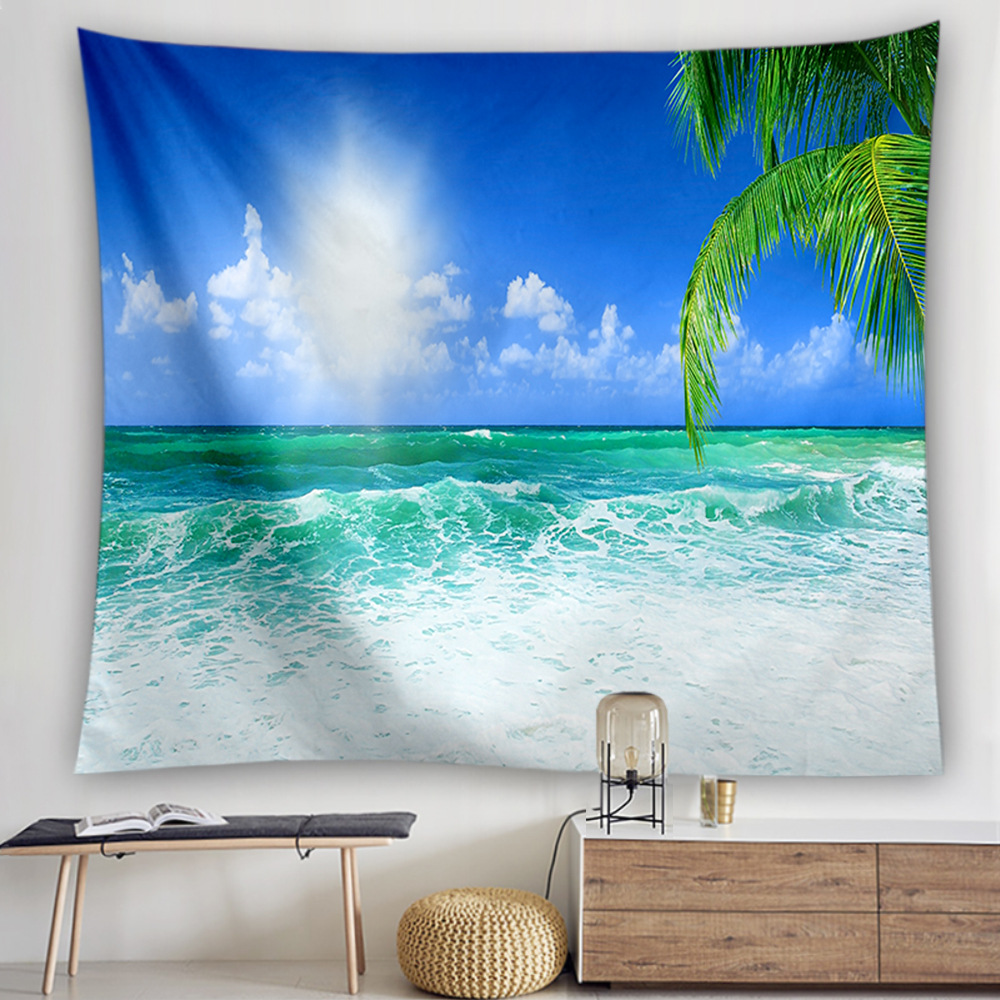 跨境新品海滩海洋波西米亚棕榈树椰树壁挂卧室房间床头出租屋挂毯