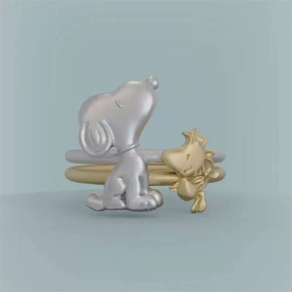 Cute Snoopy and Confused Bird Pair Ring Cartoon Animation Cute Childlike Joker Ring Birthday Gift