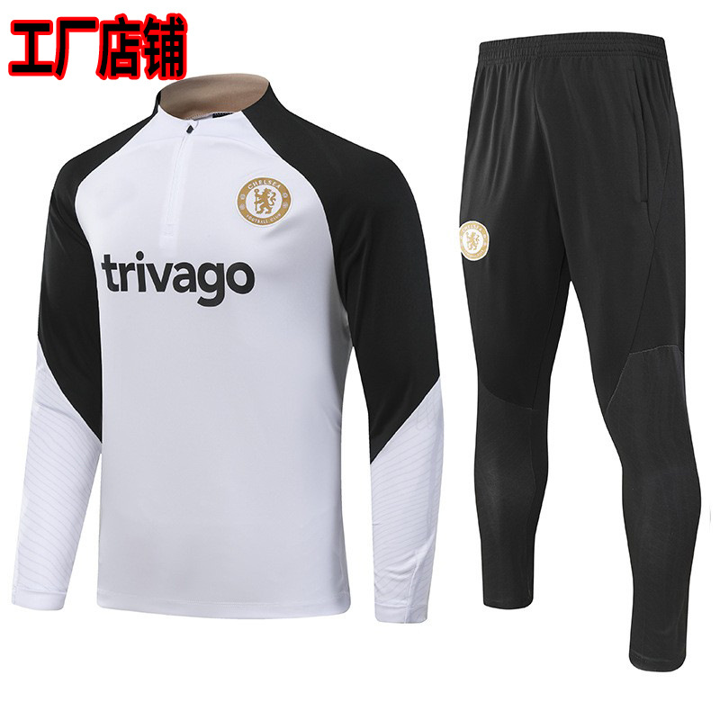 2324 Chelsea blanco de manga larga trajes de fútbol hombres de otoño y invierno camiseta de entrenamiento al aire libre