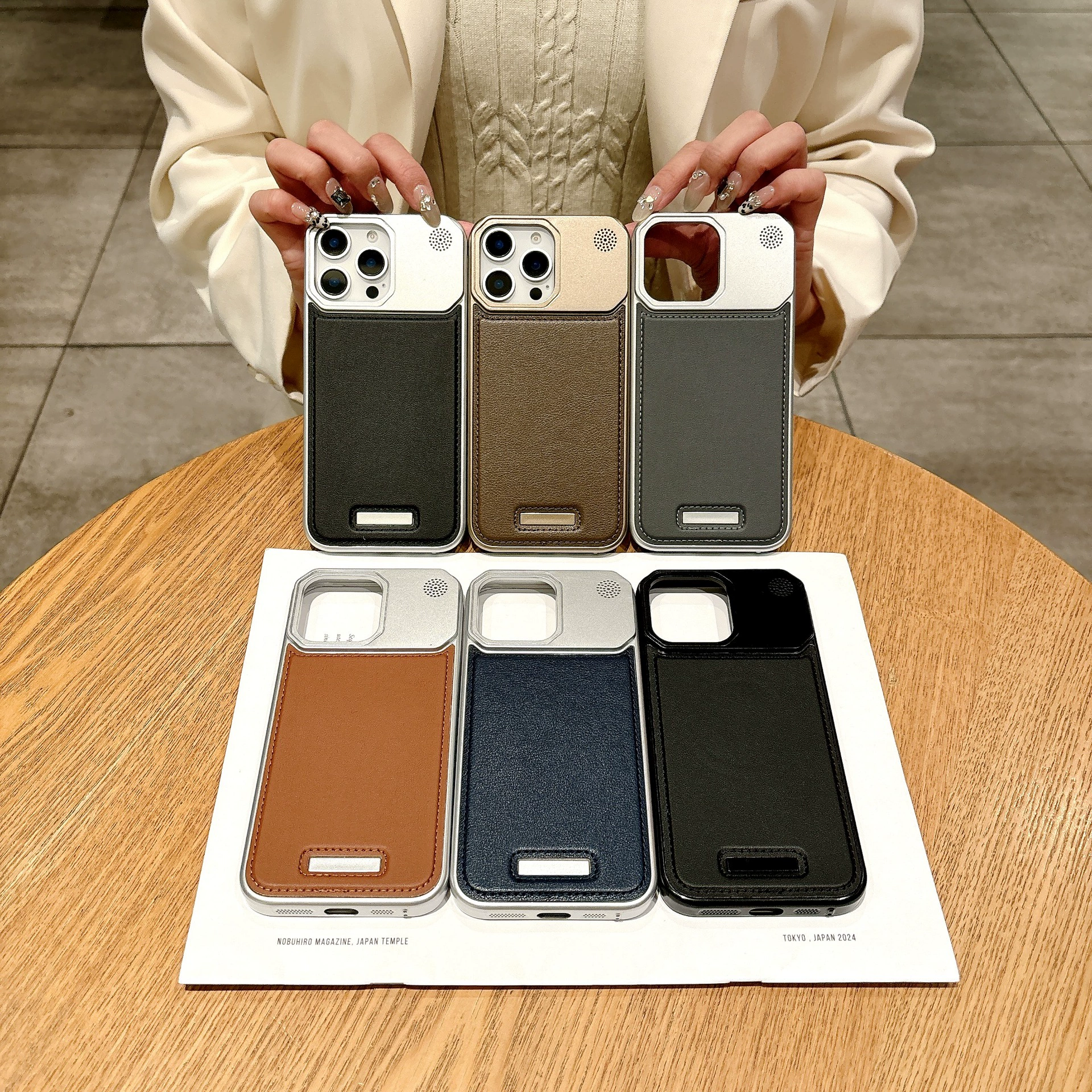 Новый трансграничный взрыв Iphone Apple 15 металлический алюминиевый чехол для телефона Кожаный ароматерапевтый магнитный чехол для телефона