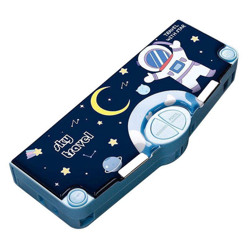 Papelería multifuncional caja de los hombres Botón de estudiante de la escuela primaria almacén de la Oficina caja de lápices chica de alto aspecto ins celebridad de Internet mismo estilo