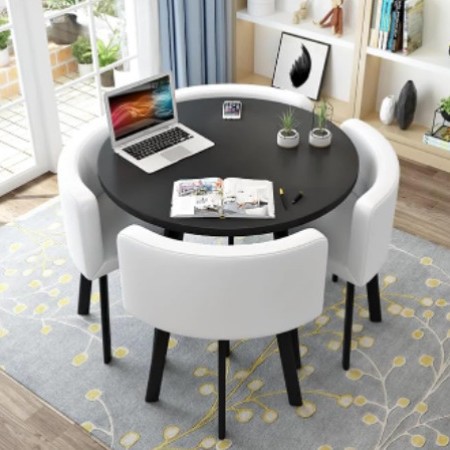 Simple Recepción y negociación pequeña mesa redonda mesa de recepción negociación reunión mesa de invitados y silla traje Oficina área de descanso mesa y silla combinación