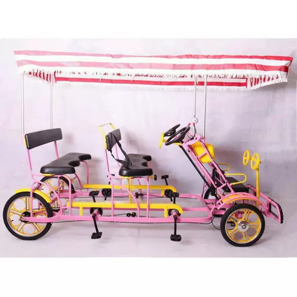 High -match double -row four -person+double children's seat pink [hand brake style]