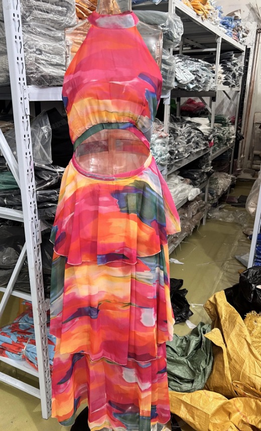 Femmes Robe Trapèze Style Vintage Bohémien Dos Nu Sans Manches Multicolore Maxi Longue Robe Vacances display picture 6