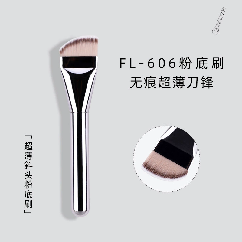 Foundation Brush, Ultra-Thin Angled Head, Streak‑Free Finish, Oblique FL-606 Style