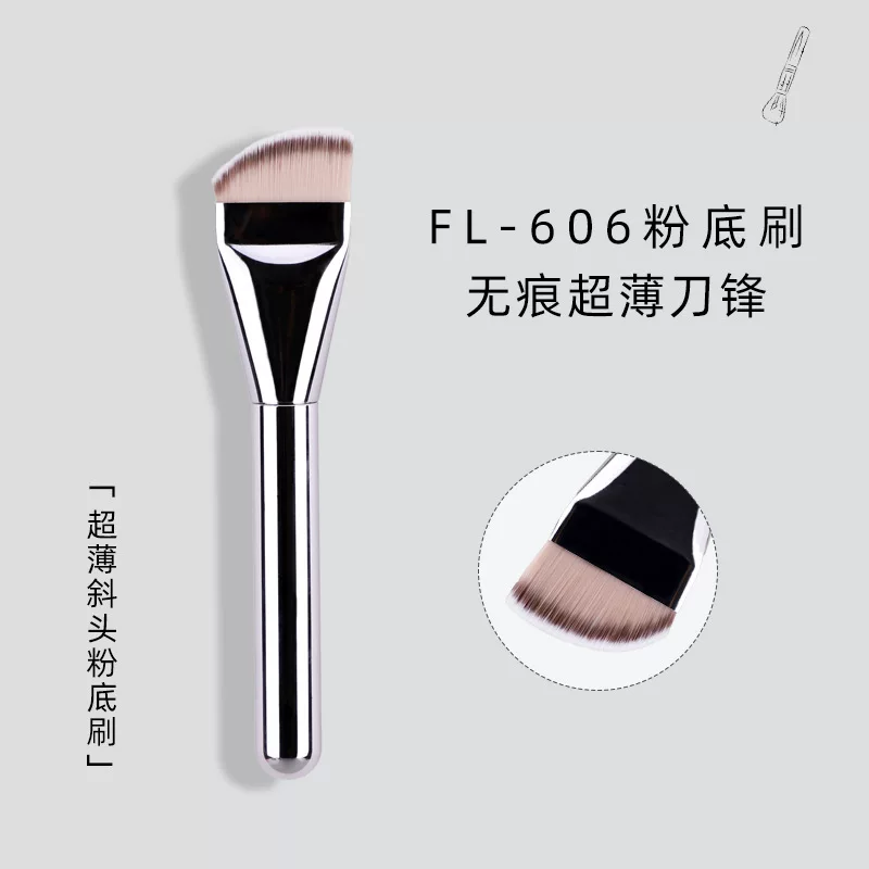 Foundation Brush, Ultra-Thin Angled Head, Streak‑Free Finish, Oblique FL-606 Style