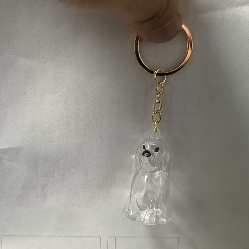 可爱小狗透明毛发收纳盒动物毛球胶囊挂件装饰纪念防尘盒收集玩具|undefined