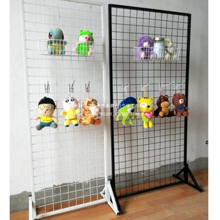 Vertical Wrought Iron Mesh Rack Floor-Standing Mobile Mesh Kindergarten Work Display Rack Jewelry Exhibition Wire Mesh Wang Tao Yi
