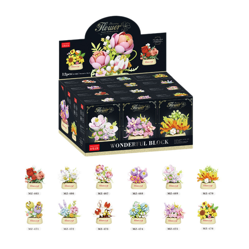 Bloques de construcción de flores de rosa compatibles con plantas suculentas en maceta ornamentos para niños juguetes de puzzle para niñas regalos del 1 de junio