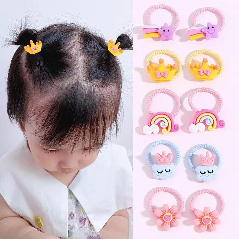 Bandas elásticas para el pelo para niñas, coleteros infantiles con dibujos animados, nuevo estilo 2025, coleteros para bebés que no dañan el cabello, accesorios para el cabello, coleteros con lazo, cuidado del cabello.