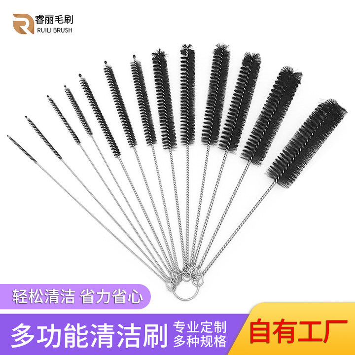 Transfronterizo en stock multi-funcional de acero inoxidable 13 piezas traje de limpieza cepillo de paja cepillo hueco herramienta cepillo fabricante