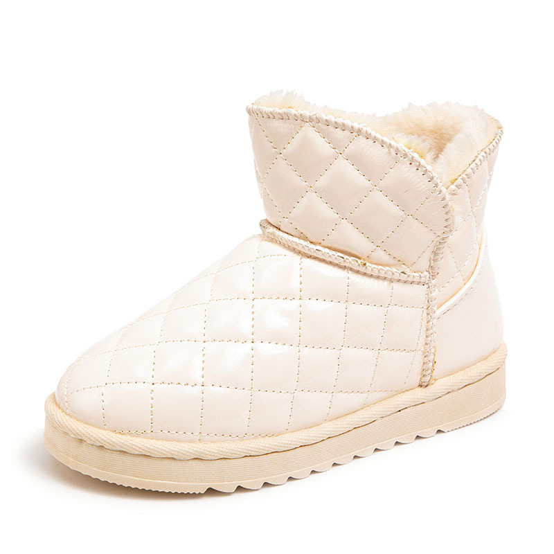Botas de nieve para niñas Botas de algodón grueso forradas de lana para niños 2022 invierno Nuevas botas cortas impermeables para niños zapatos de algodón para bebés moda