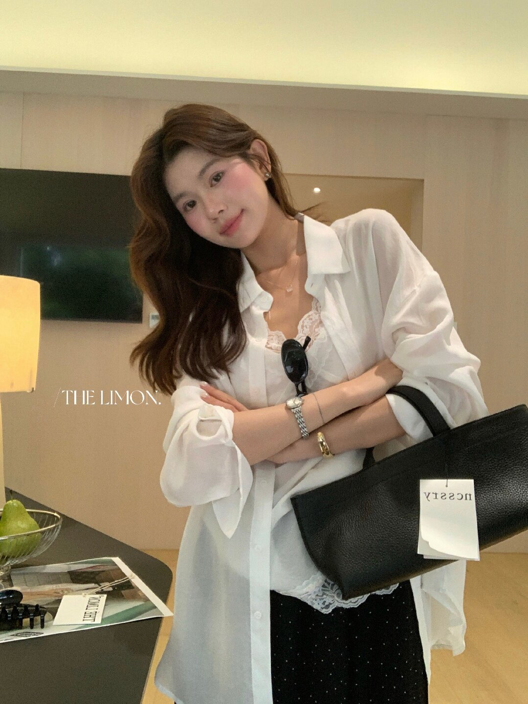 Áo sơ mi nữ tay dài chất liệu tencel phong cách lười biếng ấm áp — Vàng nhạt, xanh lam, Xanh lá cây nhạtcolor, màu hồng chi tiết 34