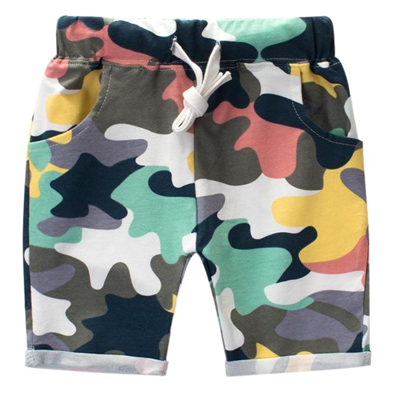 Pantalones de camuflaje para niños, estilo coreano, de algodón y licra, novedad de verano 2026, pantalones cortos para niños, venta al por mayor