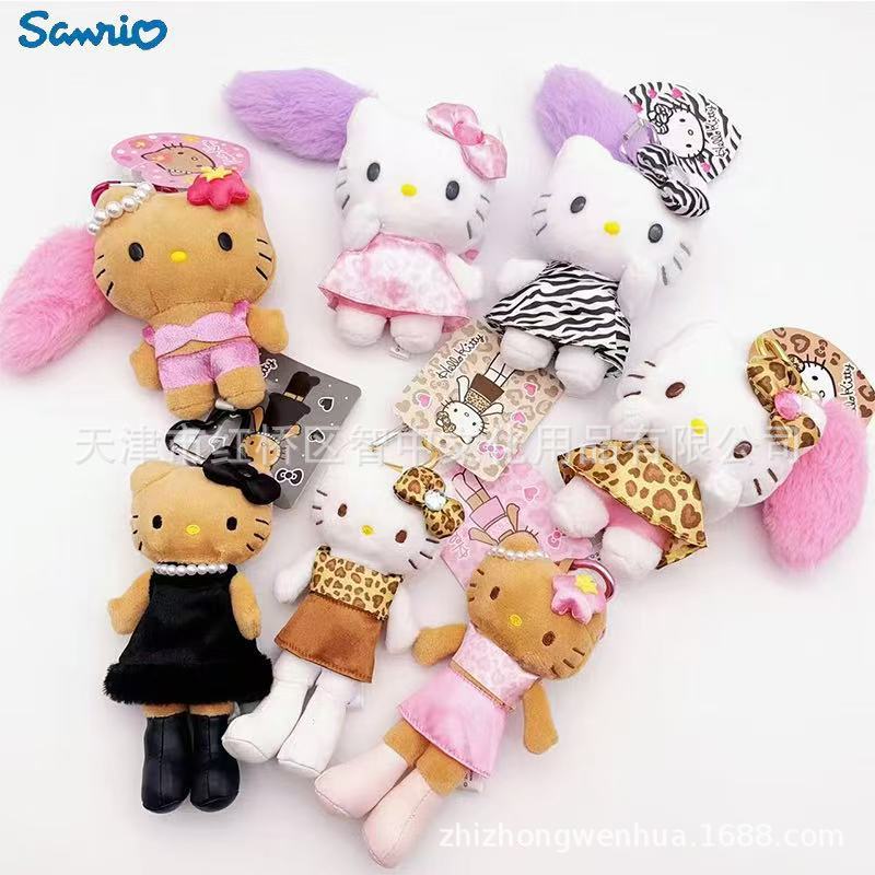 日本サンリオ サンリオ ハローキティ ヒョウ柄シリーズ ロングレッグ ラブバックル 小さな尻尾 ぬいぐるみ ペンダント|undefined