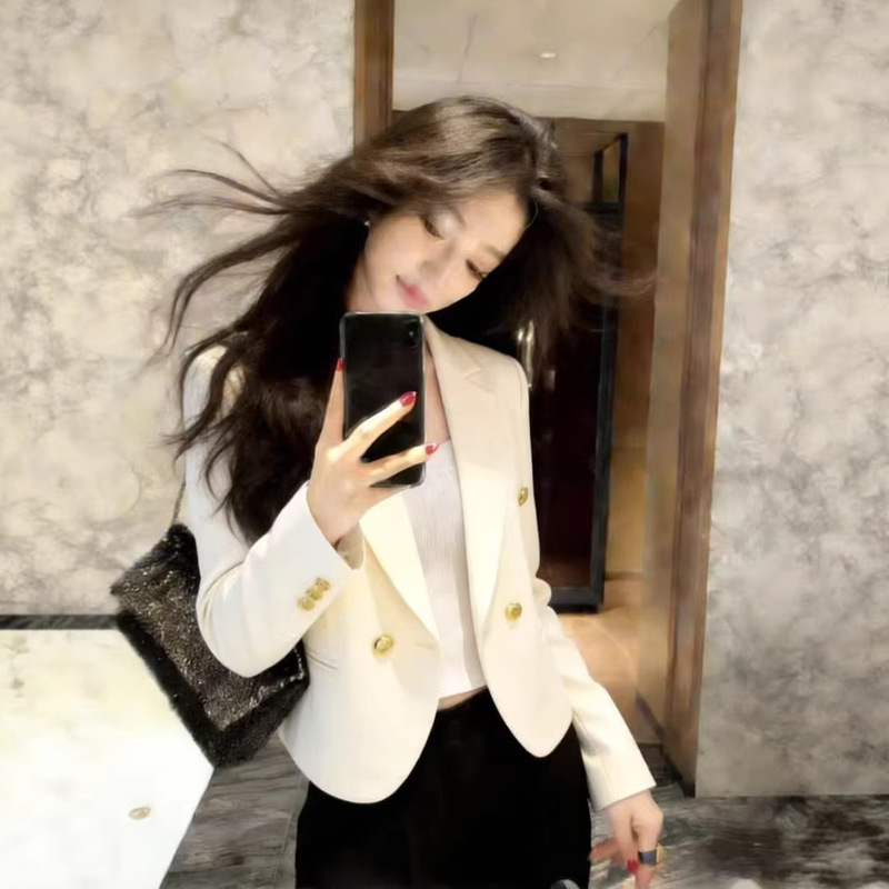 2026 Trendy Women's Blazer Spring and Autumn New Casual Fashion Slim Fit Short Chanel-Style Jacket for Petite Women