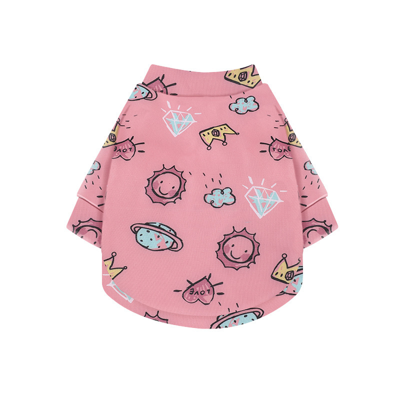 Ropa para mascotas transfronteriza ropa para gatos transpirable lindo Otoño e Invierno perro de peluche de dibujos animados para mascotas graffiti ropa para mascotas