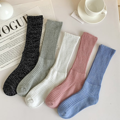 堆堆襪女復古銀絲黑色半腿襪ins潮秋冬韓版甜美少女風粉色中筒襪