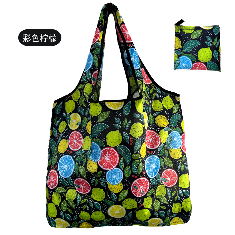 En stock pelo rápido Grande 190T tela de flores bolsa de compras Portátil Bolsa de poliéster bolsa plegable al por mayor bolsa de regalo publicitario