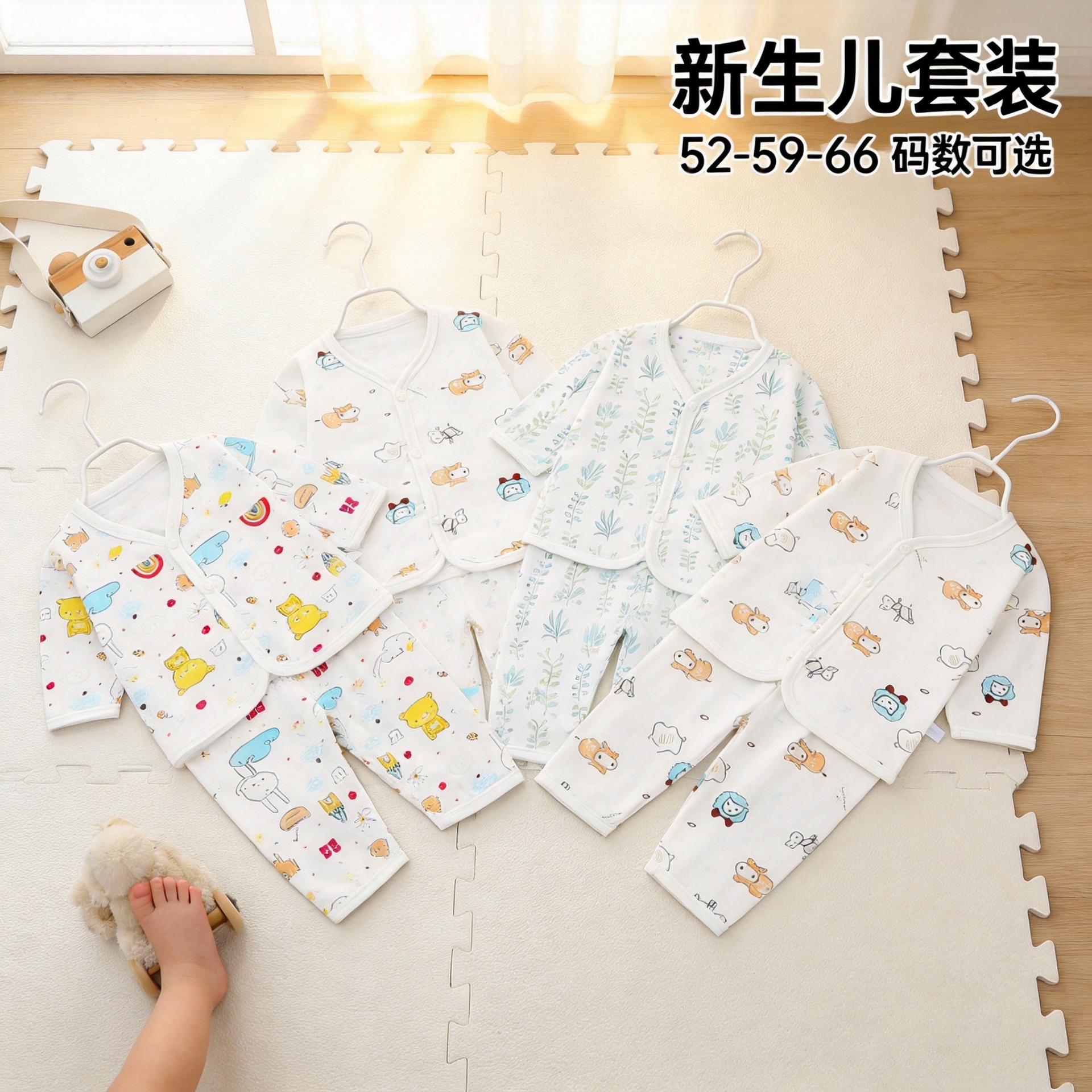 Newborn Baby Pure Cotton Two-Piece Underwear Set 0-12 Months Monk-Style Clothing Newborn Baby Postpartum Clothing Set