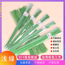 包邮纸包铁丝浅绿色嫩绿花艺细铁丝叶脉手工纸花粘土永生花绿花杆