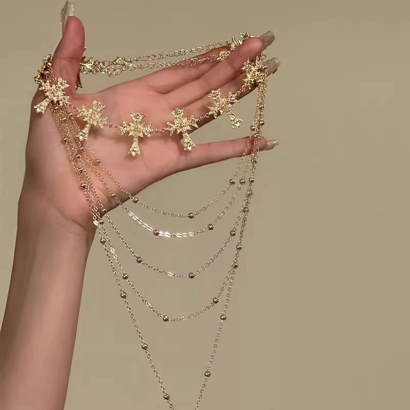Retro necklace, nail sequins, fashionable design chain for key bag , trend of season