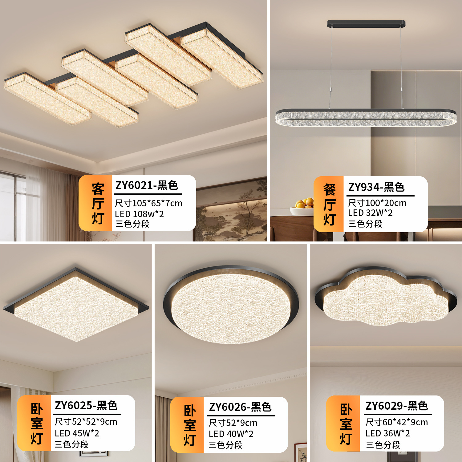 Three bedrooms and two living rooms (black)