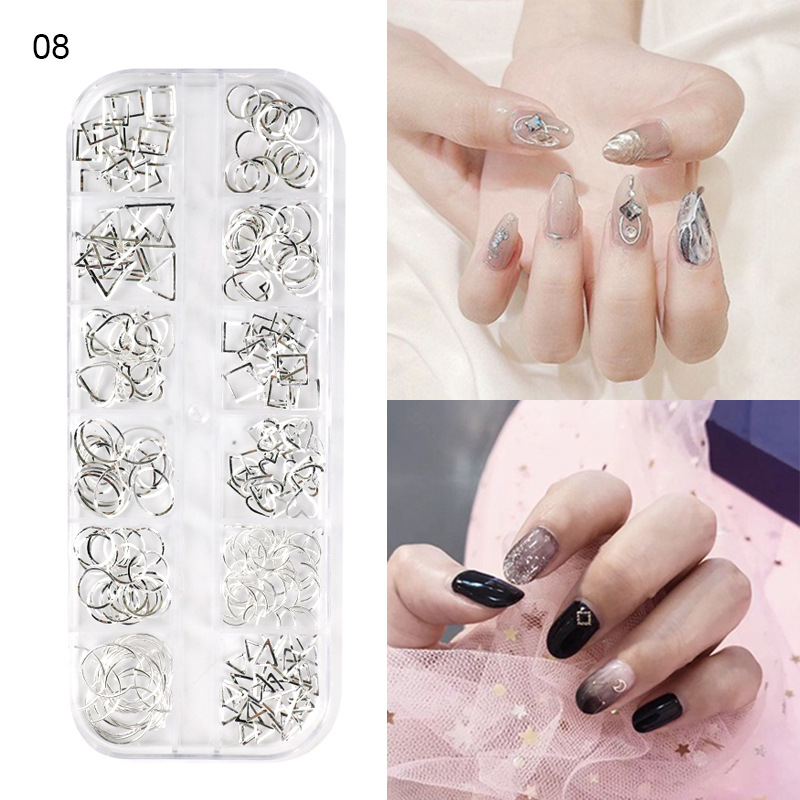 Taifei manicura nuevo japonés 12-rejilla clavo remache joyería traje aleación sólido semicírculo parche de metal