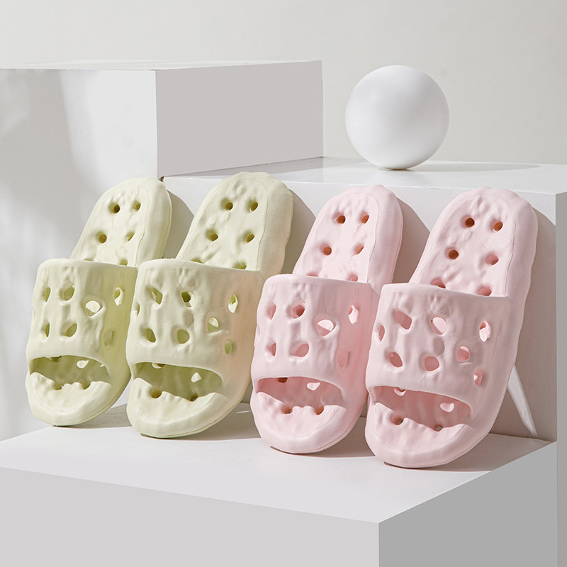 eva leaking slippers bathroom non-slip couple's soft bottom hollow-out quick-drying slippers for home summer wholesale