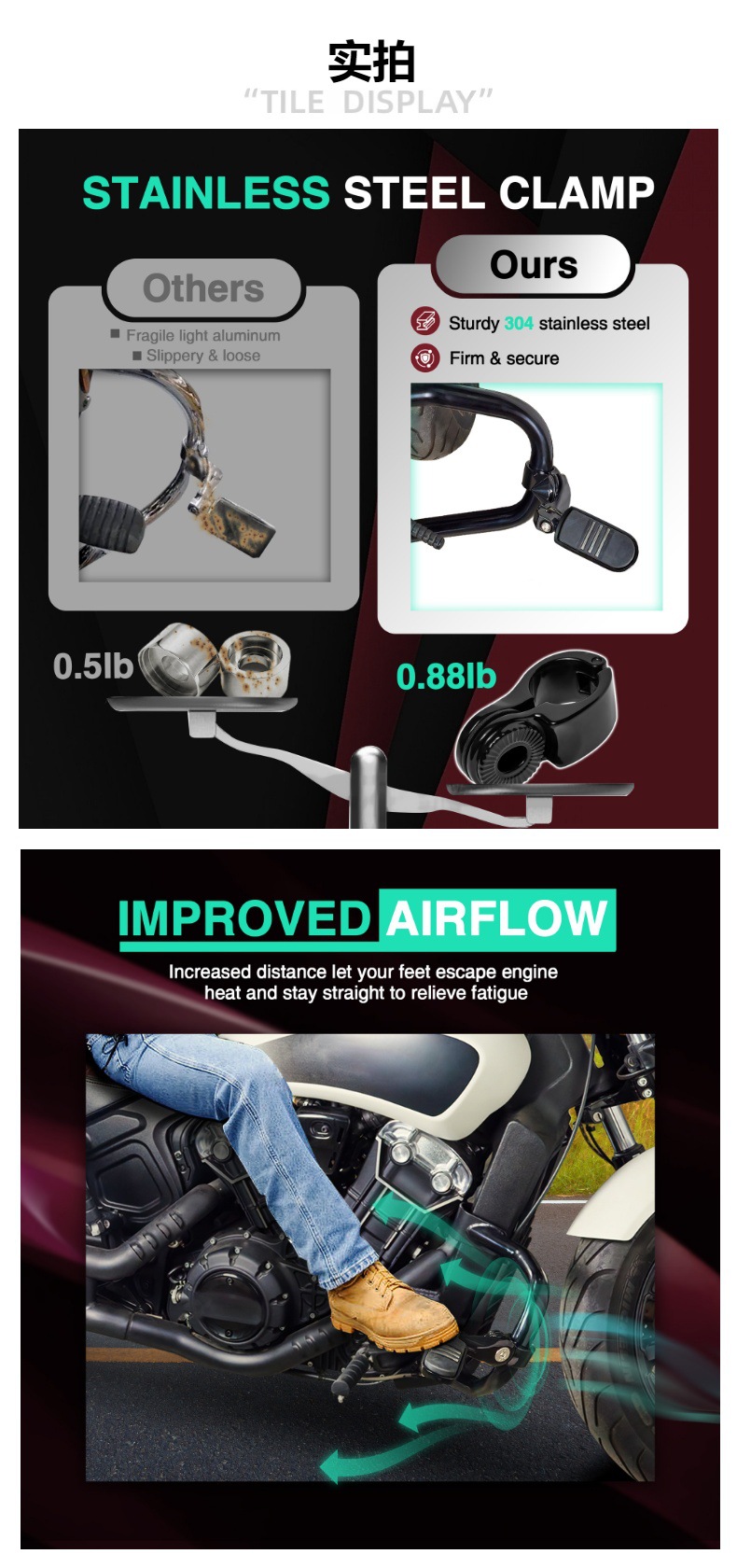 Universal Motorcycle and Electric Vehicle Footrests, Bumper Guard Bars, Rest Footrests, Short Brackets, Harley Indian Accessories