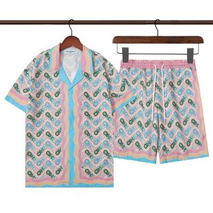 (Cross-border trading), shirt, set, summer clothing, beach shorts, cardigan, European style, with short sleeve