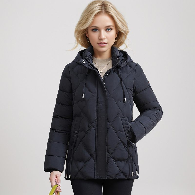 Women's Clothing Large size hooded winter mother's new fashion cotton coat warm middle aged slim short Warm jacket cotton coat_voghion.com