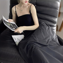 梦子汐 带胸垫针织吊带裙连衣裙女法式气质收腰a字背心裙  X2173