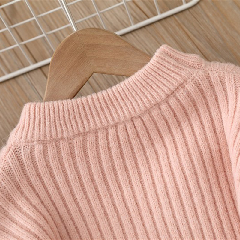 Maglione delle ragazze 2024 Primavera delle nuove donne Tesoro camicia con fondo lavorato a maglia Pantaloni a gamba larga Set a due pezzi Abbigliamento per bambini coreano_voghion.com