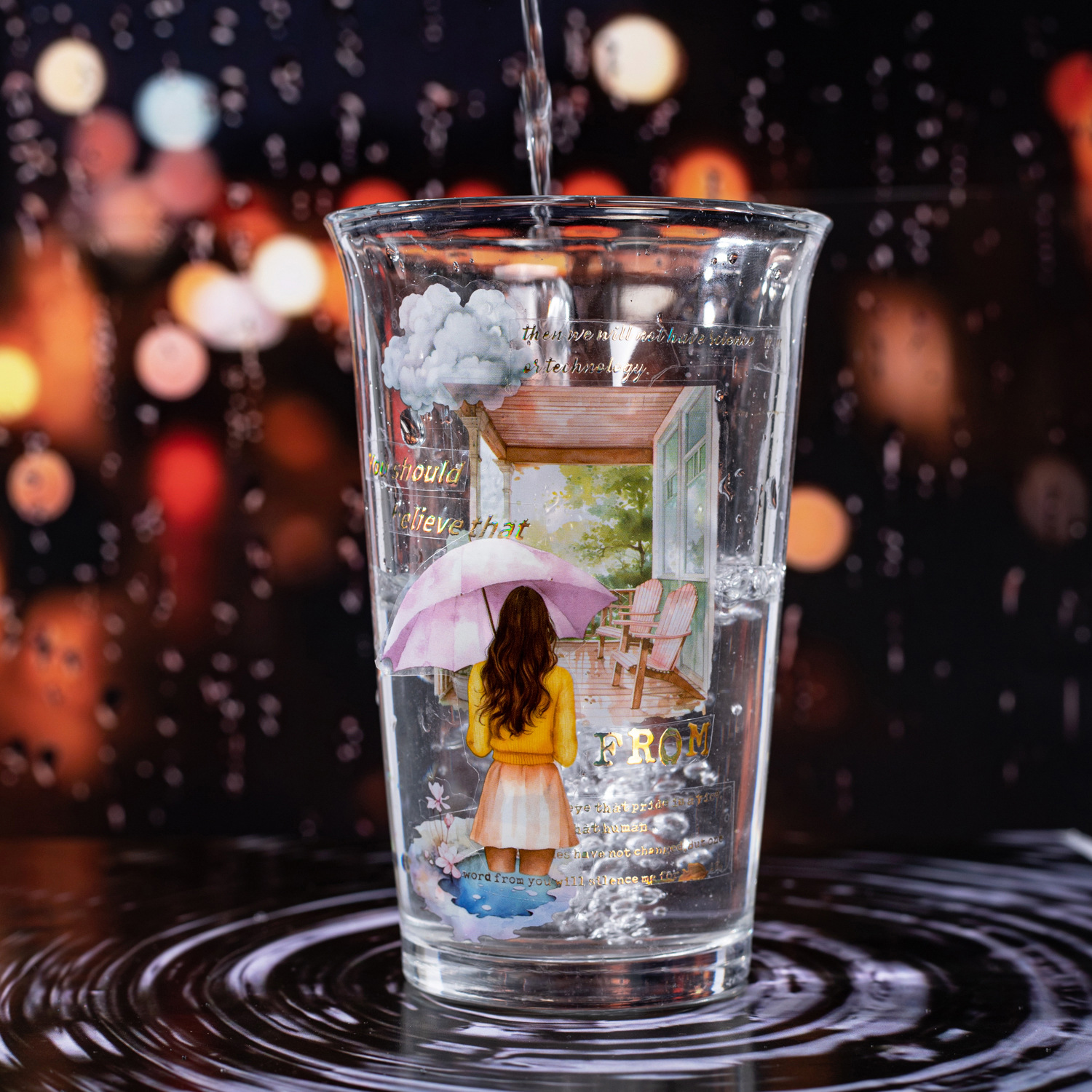 Un buen día de clima de la cinta de paisaje artificial día lluvioso serie de contabilidad DIY decoración de cinta adhesiva circular