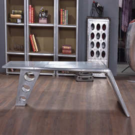 铝皮铆钉创意个性大班桌LOFT工业风复古金属办公桌飞机翼台电脑桌