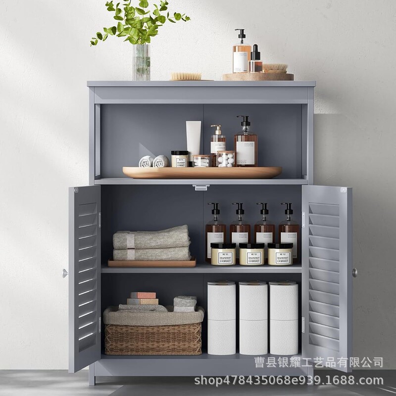Wooden Bathroom Floor Cabinet Multi-layer Bathroom Items Storage Cabinet Freestanding Kitchen Living Room Economic Cabinet Side Cabinet