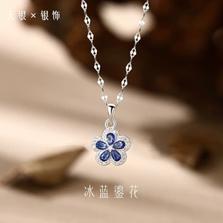 纯银S925花朵项链优雅气质简约时尚中式小众设计感清新锁骨链代发
