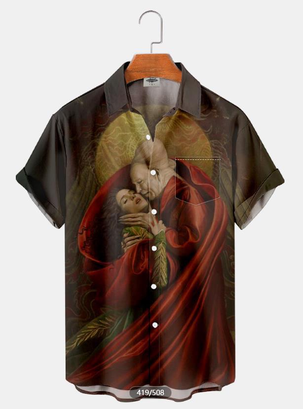 2023 nueva camisa 3D de talla grande para hombres transfronterizos serie caliente camisa hawaiana impresa digital 3D fuente