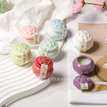 景区爆款小莲花陶瓷罐古风古法香薰固体香膏持久留香少女女神花香