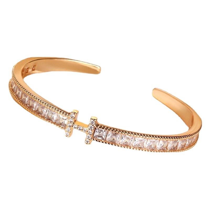 Exquisita pulsera transfronteriza con diamantes en forma de H para mujer, estilo europeo y americano, versátil, elegante, joyería de alta gama, venta al por mayor y envío directo.