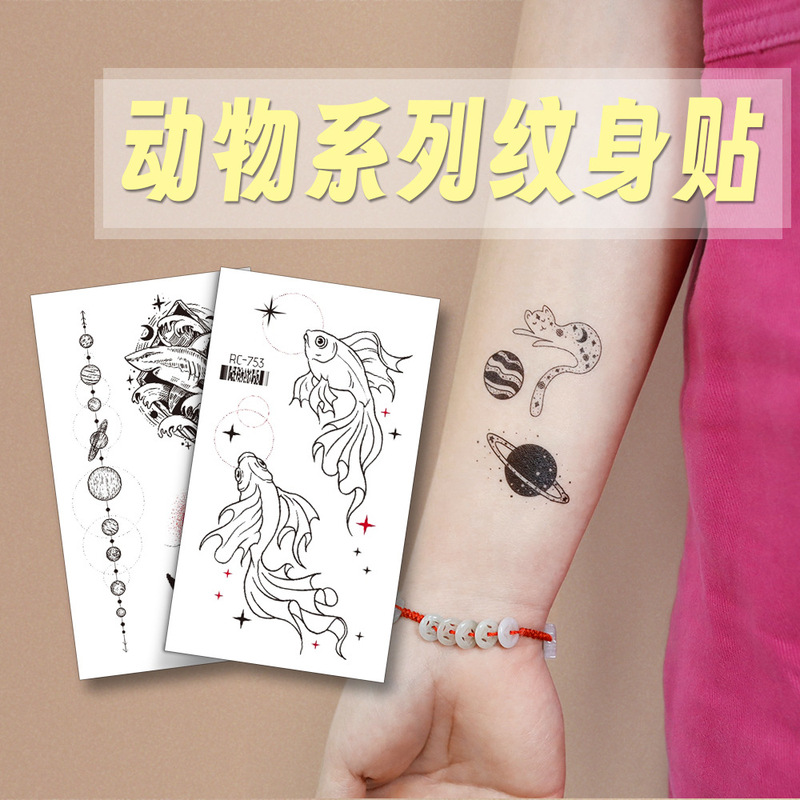 New tattoo animal black and white small fresh cute panda rabbit ins style temporary waterproof durable cross-border supply