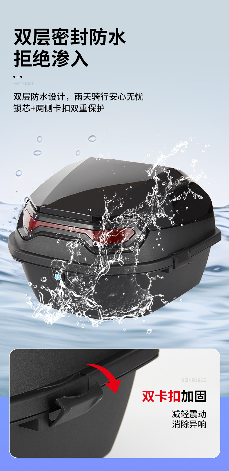 Electric Vehicle Trunk, Battery Car Rear Trunk, Large-Capacity Storage Tool Box, Storage Box, Universal for Scooters