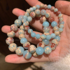 新中式~复古百搭寿山石串珠叠戴手链男女小清新精致闺蜜手串饰品